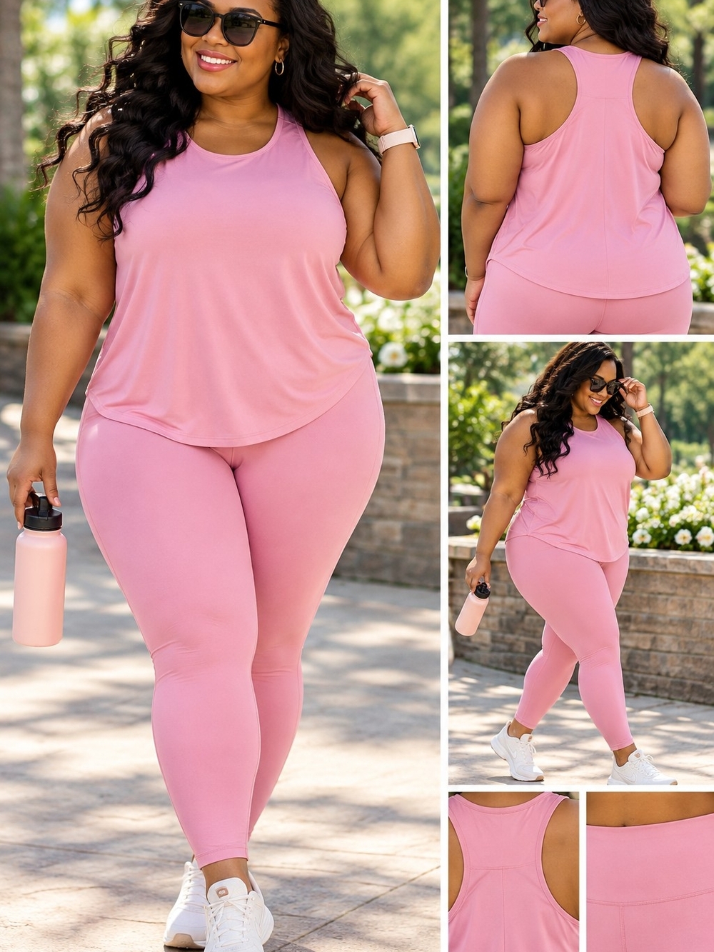 All in Motion XXL Matching 2 Piece Athletic Set Pink Tank Leggings NWOT